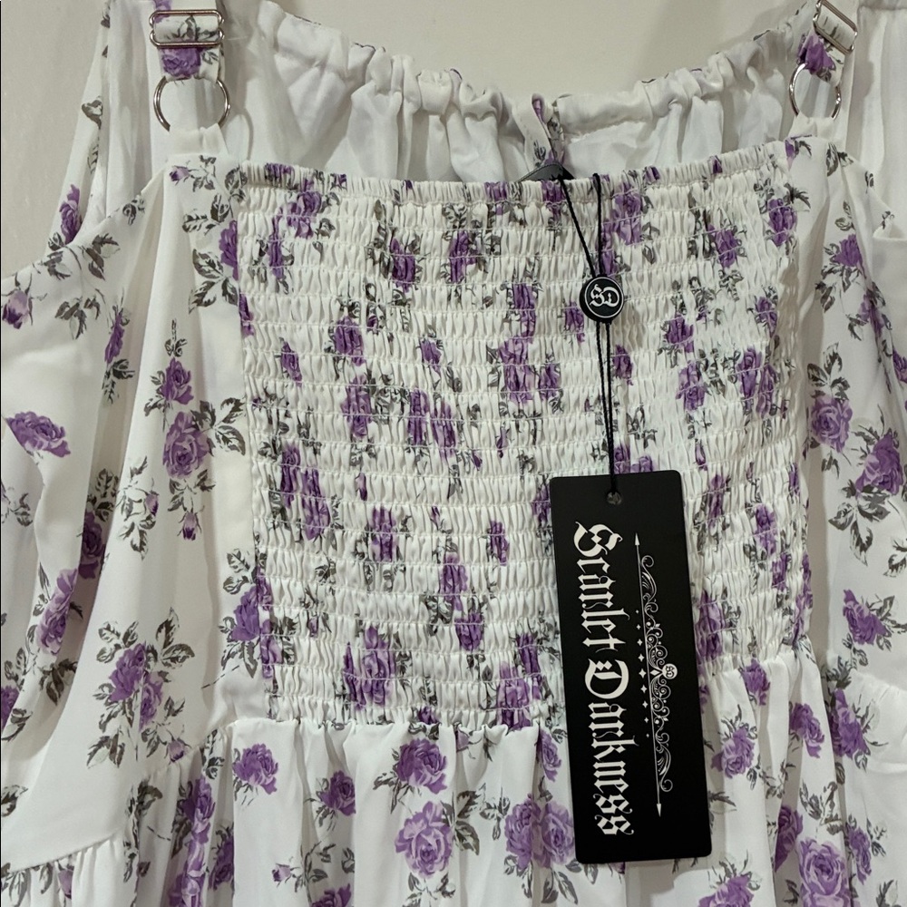 Milkmaid Floral Midi Dress Straps - Picture 7 of 8